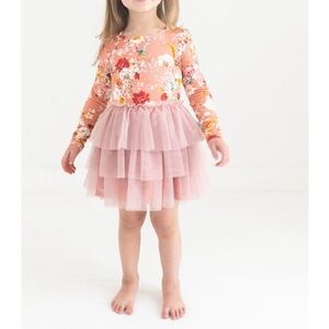 LIKE NEW Posh Peanut Bamboo Tulle Twirl Dress Celia Burnt Orange Fall Floral 5/6